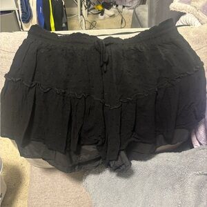 Black Women's Ruffle Tiered Skort